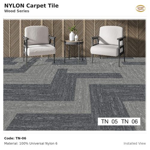 NYLON Carpet Tile Wood Series TN-06 Installed