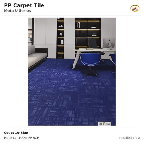 PP Carpet Tile Meta U Series 10-Blue Installed
