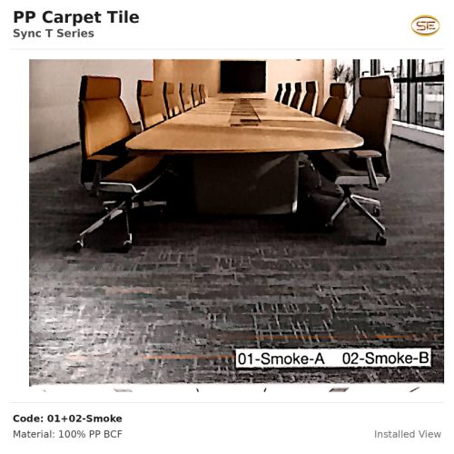 PP Carpet Tile Sync T Series 0102-Smoke Installed