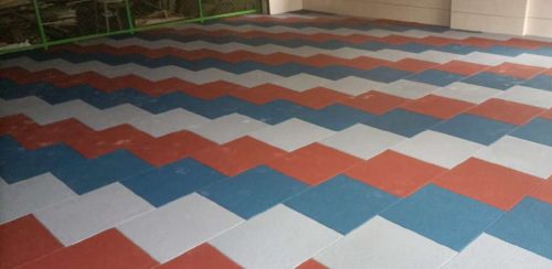 27 large interlocking floor installation